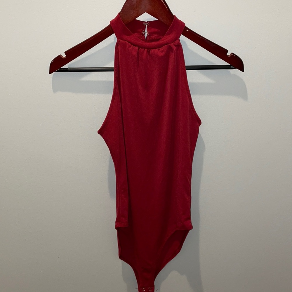 Red Halter Top Bodysuit
